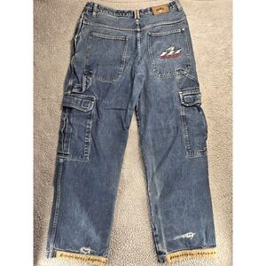 Vintage Johnny Blaze Men's Cargo Denim Baggy Blue Jeans Rap‎ Wu Tang Size 36x33